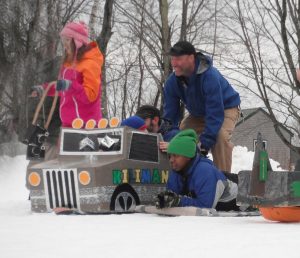 Kilimanjaro Cardboard Sled Derby at Spaulding Youth Center